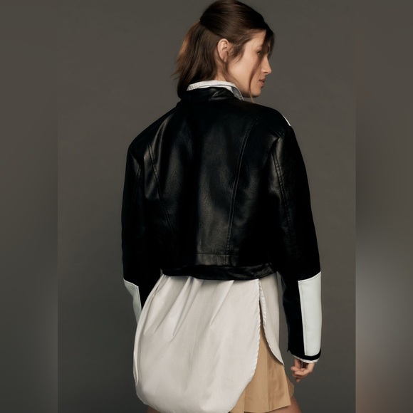 Maeve Cropped Colorblock Biker Jacket - Picture 3 of 6